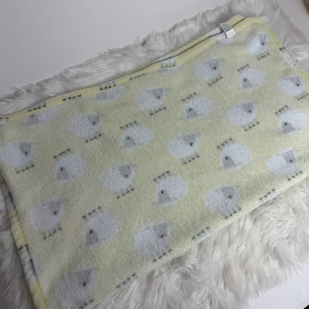 RARE Cutie Pie Plush Yellow Sheep Lamb Baby Blanket Lovey Soft 30”x36”